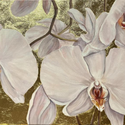 Картина акрилом "Орхидеи"