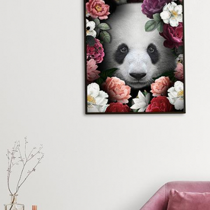 Постер на бумаге "Панда в цветах"