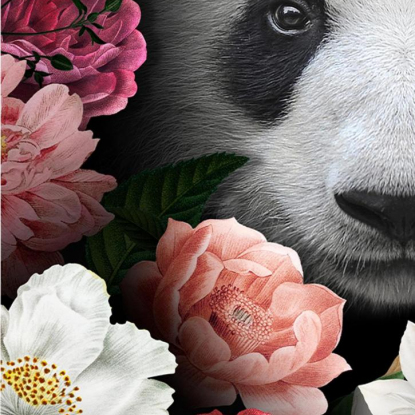 Постер на бумаге "Панда в цветах"