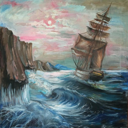 Картина маслом "Морской пейзаж"