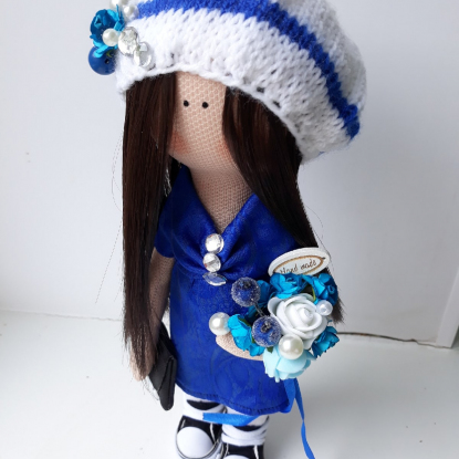Интерьерная кукла "Девочка в синем"
