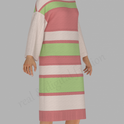 Вязаное платье-свитер в полоску