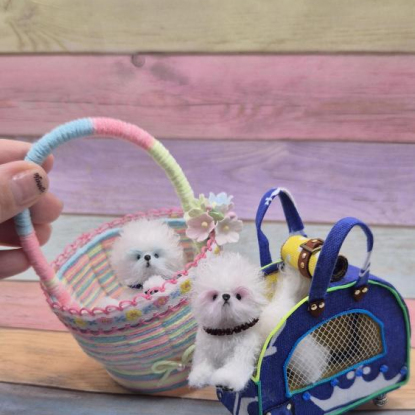 Вязаная миниатюрная игрушка "Бишончики"