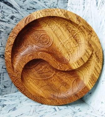 Деревянная тарелка "Инь и Янь круг"