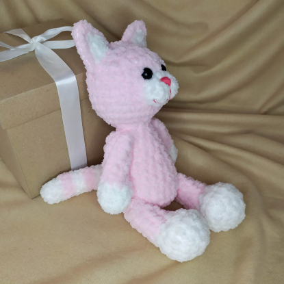 Игрушка "Кот" плюшевый светло-розовый