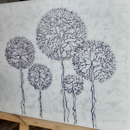 Картина "Деревья в зимнем лесу"