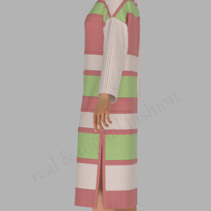 Вязаное платье-свитер в полоску