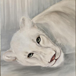 Картина акрилом Белая львица