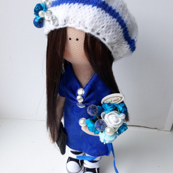 Интерьерная кукла Девочка в синем
