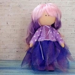 Интерьерная текстильная кукла в сиреневом