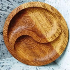 Деревянная тарелка Инь и Янь круг