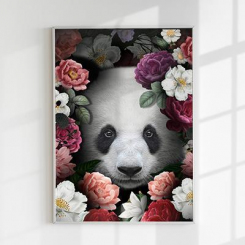 Постер на бумаге Панда в цветах