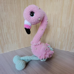 Игрушка-амигуруми плюшевая Фламинго